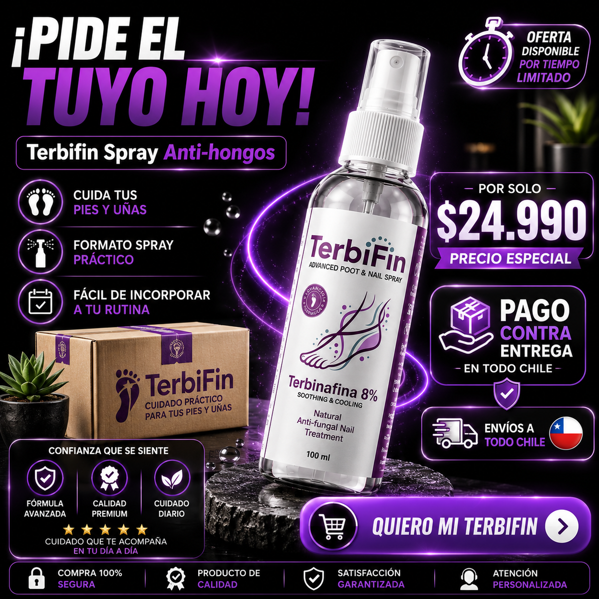 TerbiFin Spray 8% Anti-Hongos Pies Uñas